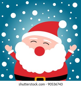 Happy christmas Santa Claus on snowy background