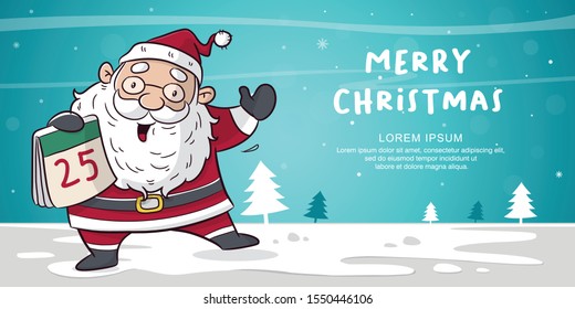 happy christmas with santa clause cartoon vector