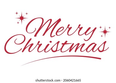 Happy Christmas script font vector caligraphy typography transparent background red letters