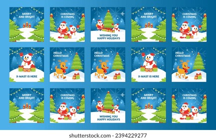 happy christmas social media post vector flat design