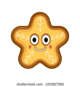 Happy christmas star gingerbread. Vector illustration design