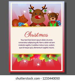 happy christmas theme poster cartoon characters