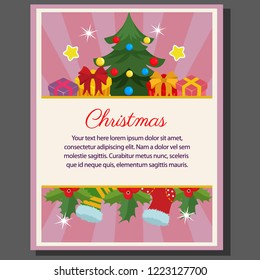 happy christmas theme poster flat style