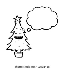 happy christmas tree cartoon character