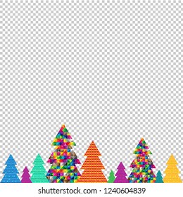 Happy Christmas Tree Transparent Background With Gradient Mesh, Vector Illustration