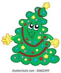 Happy Christmas tree - vector illustration.