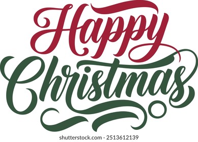 Happy Christmas typography poster card vector with white background.