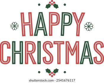 Happy Christmas Typography ,Vector Style