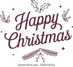 Happy Christmas Typography ,Vector Style