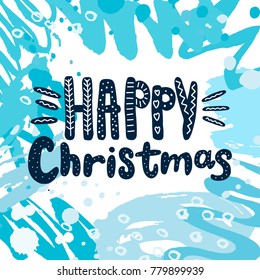 Happy Christmas vector text hand drawn. Design for card, print, poster. Vector illustration.