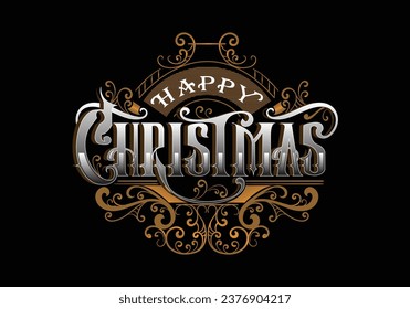 HAPPY CHRISTMAS word lettering custom style