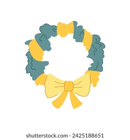 happy christmas wreath cartoon. tree border, banner party, holiday xmas happy christmas wreath sign. isolated symbol vector illustration