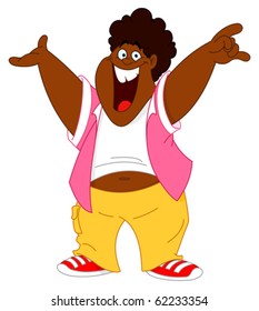 Happy Chubby Black Man Stock Vector (Royalty Free) 62233354 | Shutterstock