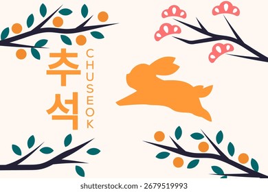 Ilustración de fondo de Chuseok feliz en estilo plano