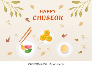 happy chuseok background illustration vector design concept