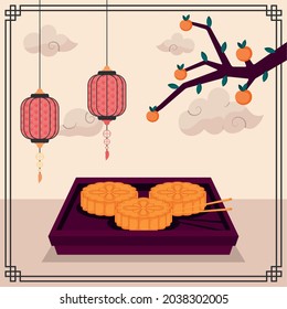 happy chuseok banner with decoration