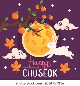 Happy chuseok card with rabbit