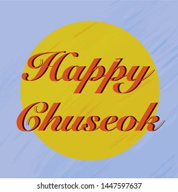 Happy chuseok in cartoon style on purple background. Traditional autumn food. Cartoon flat vector illustration. Vector illustration flat design. Thanksgiving card.