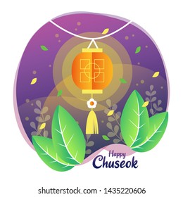 Happy Chuseok Day Korean Holiday Harvest Festival Vector Illustration 