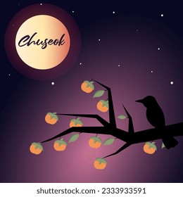 Happy Chuseok Day Vector Design Illustration For Celebrate Moment. Thanksgiving Day in Korea. Rich harvest. Greeting card Happy Chuseok translation, Hangawi.