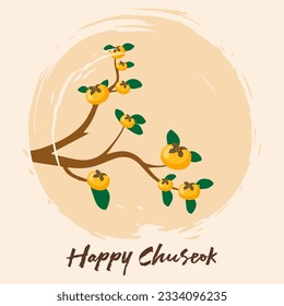 Happy Chuseok Day Vector Design Illustration For Celebrate Moment. Thanksgiving Day in Korea. Rich harvest. Greeting card Happy Chuseok translation, Hangawi.