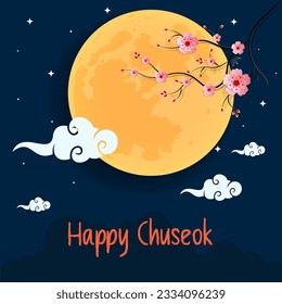 Happy Chuseok Day Vectordesign Illustration für Feiertage. Erntedanktag in Korea. Reiche Ernte. Grußkarte Happy Chuseok Übersetzung, Hangawi.
