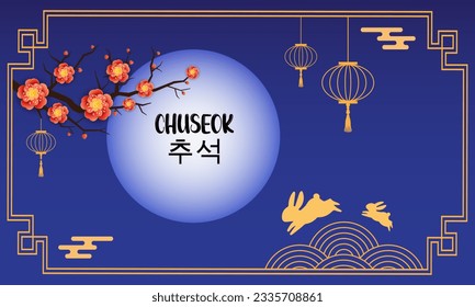 ilustración del vector feliz día de chuseok. 추 석 es un Chuseok, también conocido como Día de Acción de Gracias coreano, es una de las festividades más importantes del año. 