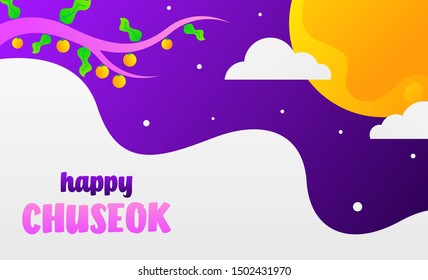 Happy Chuseok illustration. Chuseok day is a major harvest festival and a three-day holiday in both North- and South Korea
