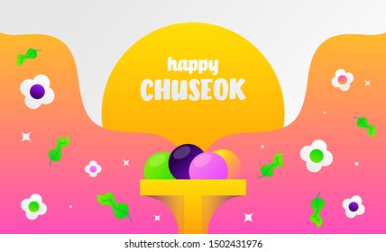 Happy Chuseok illustration. Chuseok day is a major harvest festival and a three-day holiday in both North- and South Korea