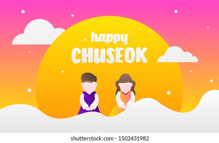 Happy Chuseok illustration. Chuseok day is a major harvest festival and a three-day holiday in both North- and South Korea