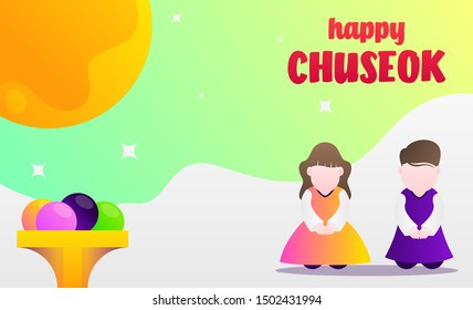 Happy Chuseok illustration. Chuseok day is a major harvest festival and a three-day holiday in both North- and South Korea