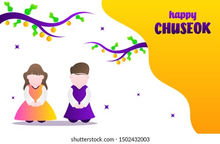 Happy Chuseok illustration. Chuseok day is a major harvest festival and a three-day holiday in both North- and South Korea