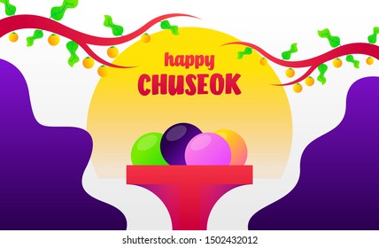 Happy Chuseok illustration. Chuseok day is a major harvest festival and a three-day holiday in both North- and South Korea