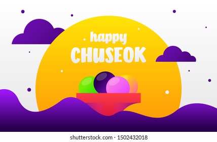 Happy Chuseok illustration. Chuseok day is a major harvest festival and a three-day holiday in both North- and South Korea