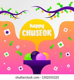 Happy Chuseok illustration. Chuseok day is a major harvest festival and a three-day holiday in both North- and South Korea