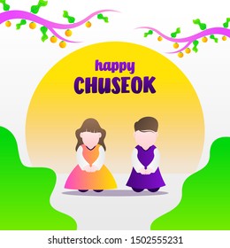 Happy Chuseok illustration. Chuseok day is a major harvest festival and a three-day holiday in both North- and South Korea