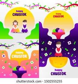 Happy Chuseok illustration. Chuseok day is a major harvest festival and a three-day holiday in both North- and South Korea