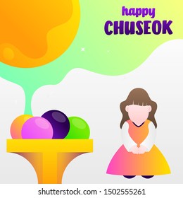Happy Chuseok illustration. Chuseok day is a major harvest festival and a three-day holiday in both North- and South Korea