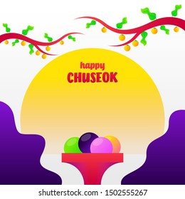 Happy Chuseok illustration. Chuseok day is a major harvest festival and a three-day holiday in both North- and South Korea