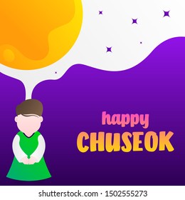 Happy Chuseok illustration. Chuseok day is a major harvest festival and a three-day holiday in both North- and South Korea