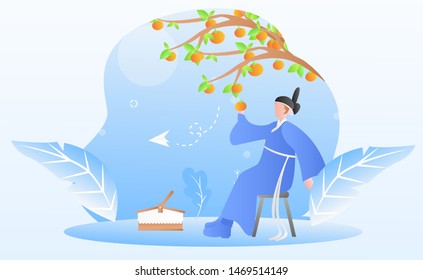 Happy chuseok illustration template vector