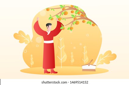 Happy chuseok illustration template vector