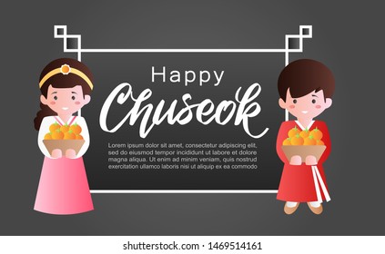 Happy chuseok illustration template vector