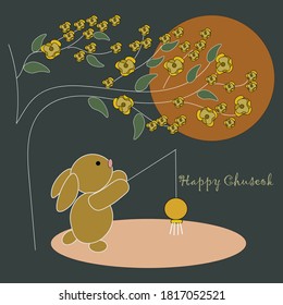 Happy Chuseok vector illustration. Full moon in Korean. poster invitation.
