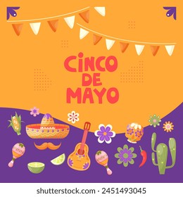 Happy Cinco de Maya vector background. 5 May. Mexican culture. Vector illustration