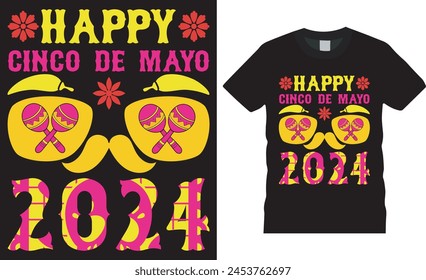 Happy Cinco de mayo 2024. Cinco de mayo T-Shirt Design Vektorgrafik Vorlage. Cinco de mayo motivierendes Zitat Typografie Trendfestival T-Shirt-Design. Dieses T-Shirt-Design ist bereit für jeden Druckgegenstand.
