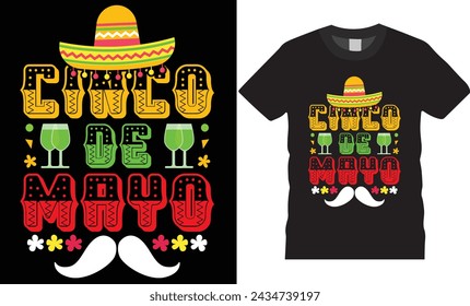 Happy Cinco de mayo Colorful typography t-shirt design vector template. Cinco de mayo motivational quote Design. Holiday Mexico festival. Cinco de Mayo Mexican design ready for print, poster, banner, 