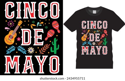 Happy Cinco de mayo Colorful typography t-shirt design vector template. Cinco de mayo motivational quote Design. Holiday Mexico festival. Cinco de Mayo Mexican design ready for print, poster, banner, 