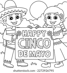 Feliz Cinco de Mayo coloreando página para niños