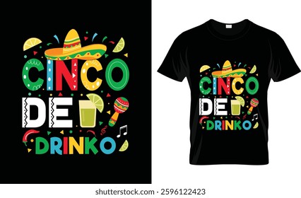 Happy Cinco De Mayo Day T-Shirt Design. hand drawn, festival t-shirt, Margarita squad, unique, cartoon Colorful. Design used for fashion, print, poster, banner, gift., card, sticker and etc.